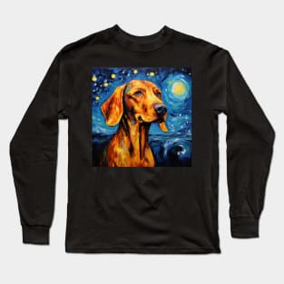 Redbone coonhound Painted in Starry Night style Long Sleeve T-Shirt